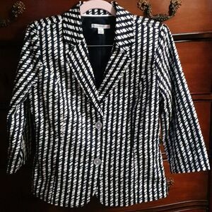 Isaac Mizrahi Live Navy Blue & White Blazer sz 2